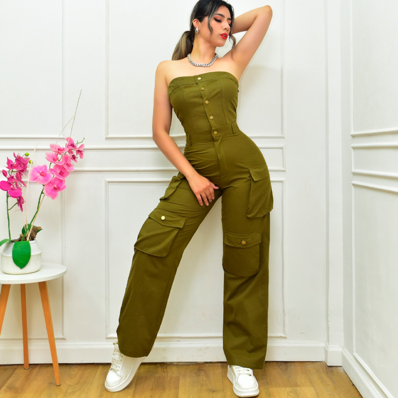 Verde Militar Pantalon Palazzo Rib Outfit Con Palazzo Verde Militar
