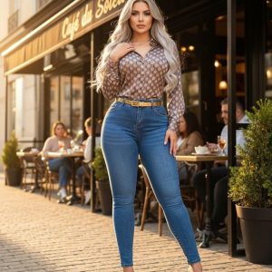 JEANS SKINNY PLIEGUES