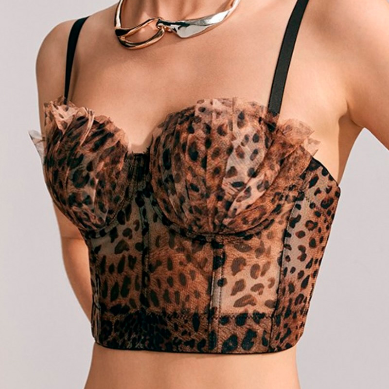BUSTIER ANIMALPRINT PLIEGUES