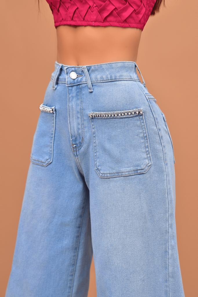 PANTALON DENIM DE TIRO ALTO