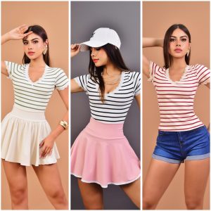 BLUSA ACANALADA  A RAYAS