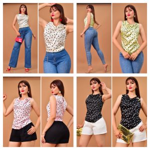 BLUSA SATIN CON LUNARES