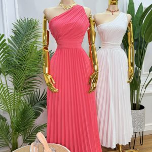 MAXIVESTIDO ASIMETRICO PLISADO