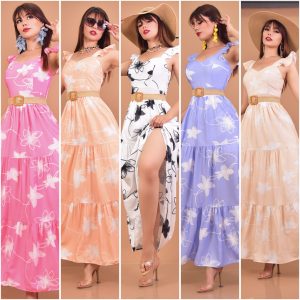 MAXIVESTIDO FLORAL CON CINTURON