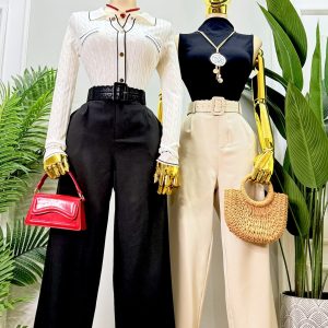 PANTALON LISO CON CINTURON