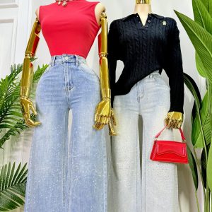 JEANS BRILLANTE DE CORTE RECTO