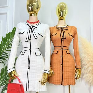 VESTIDO CHIC MANGA LARGA BOTONES