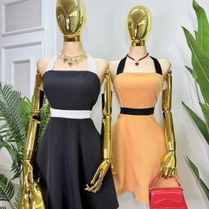 VESTIDO HALTER BICOLOR