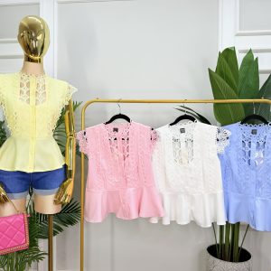 BLUSA PEPLUM CON ENCAJE CALADO