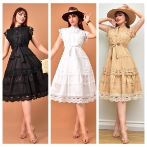 VESTIDO MIDI CON ENCAJE