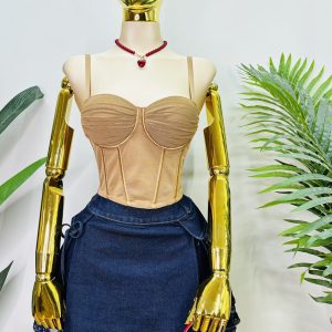 FALDA DENIM ENCAJE LAZOS LATERALES