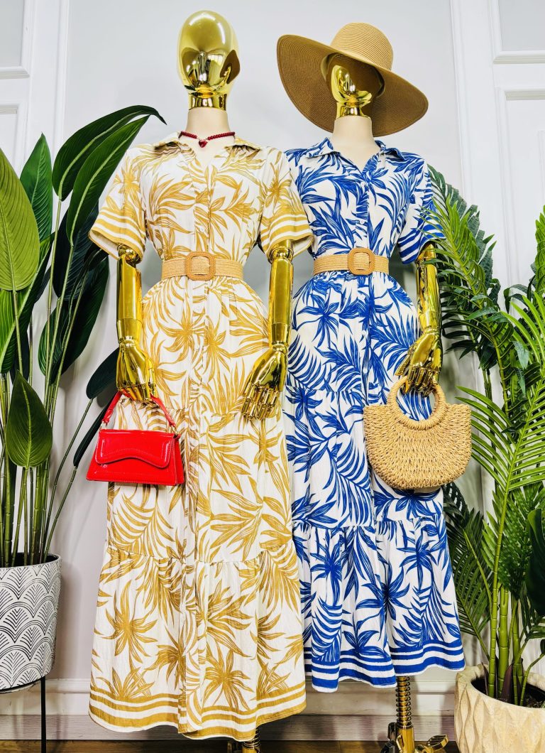 VESTIDO CAMISERO ESTAMPADO TROPICAL
