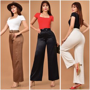 PANTALON SATINADO CINTURON ENCAJE