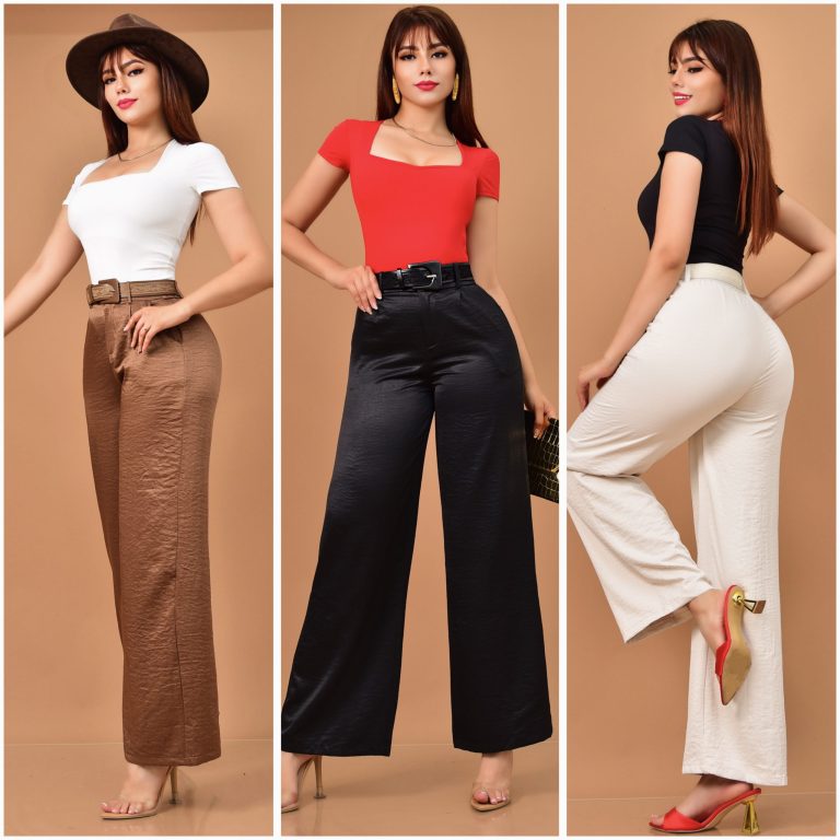PANTALON SATINADO CINTURON ENCAJE