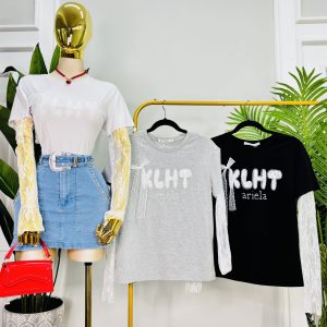 BLUSA MODERNA MANGA DE ENCAJE