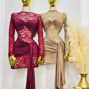 VESTIDO ENCAJE FALDA DE LAZO