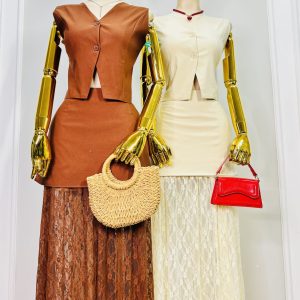 CONJUNTO CHALECO Y FALDA ENCAJE