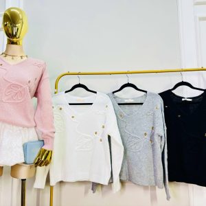 SUETER TEJIDO CON DETALLES BORDADOS