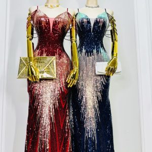VESTIDO LARGO DE GALA CON LENTEJUELAS