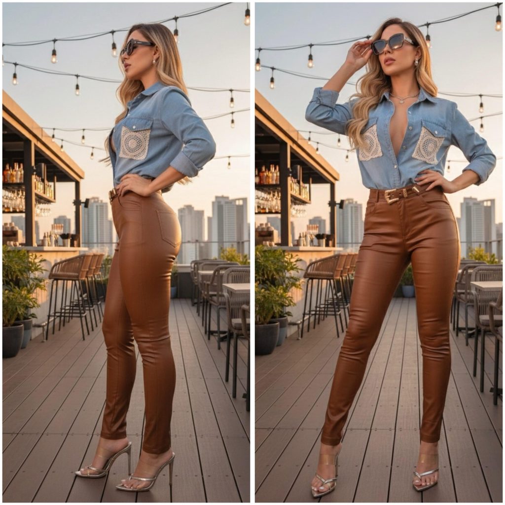 PANTALON VINIPIEL HEBILLA DORADA