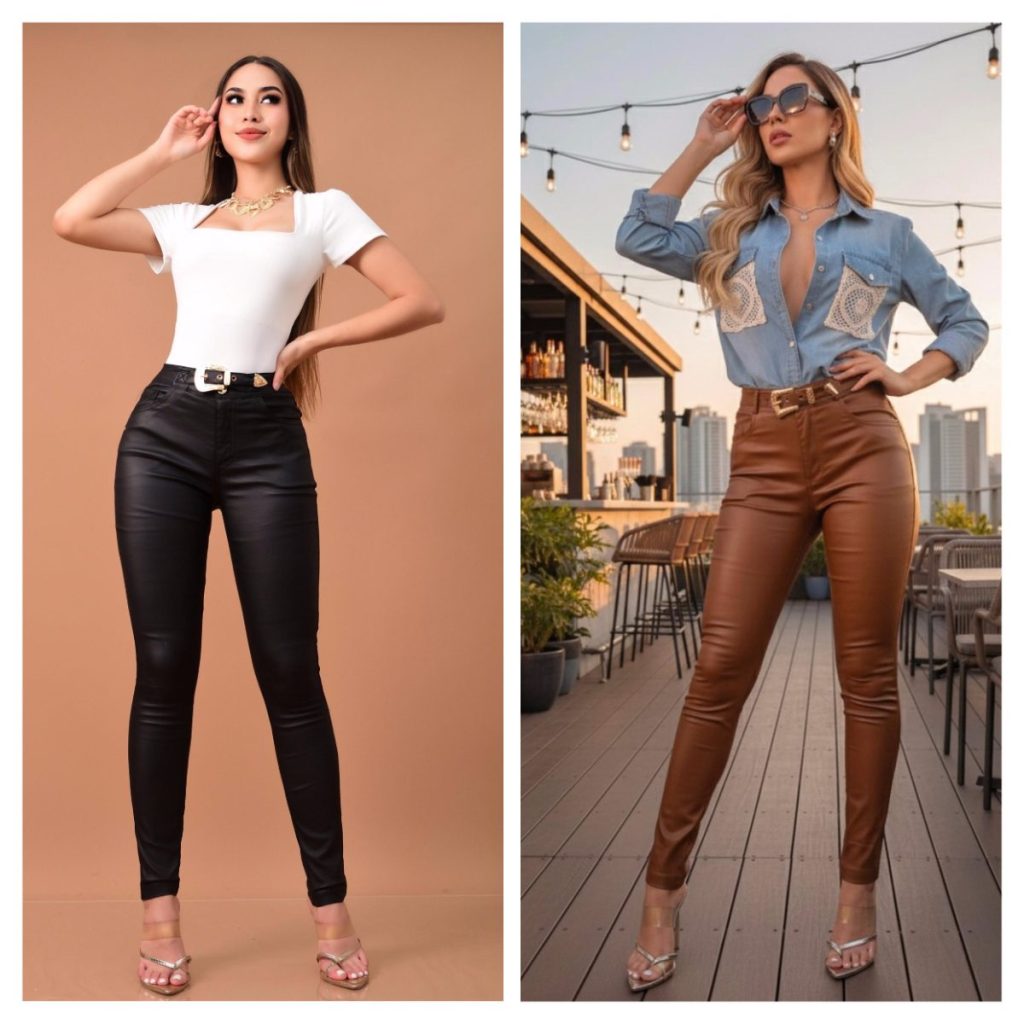 PANTALON VINIPIEL HEBILLA DORADA