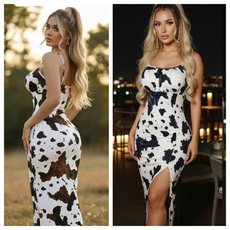 VESTIDO MIDI ESTAMPADO DE VACA