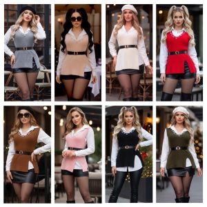 CONJUNTO DE CHALECO CON PERLITAS