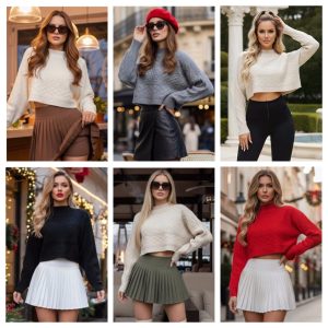 BLUSA CROP TEJIDA CON DISEÑO EN RELIEVE