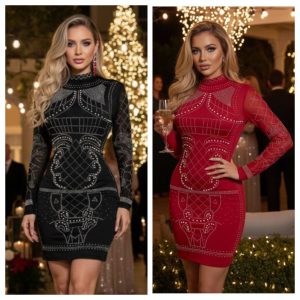 VESTIDO AJUSTADO CON PEDRERIA