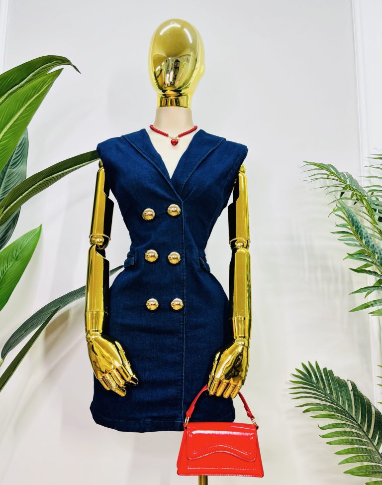 VESTIDO CHALECO DENIM BOTONES DORADOS