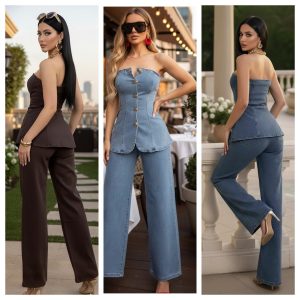 CONJUNTO DENIM STRAPLESS