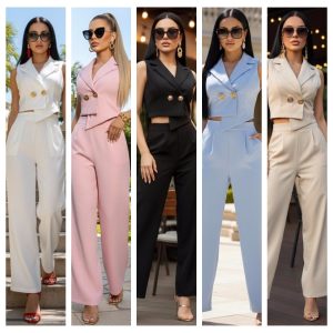 CONJUNTO ELEGANTE CON CHALECO ASIMÉTRICO