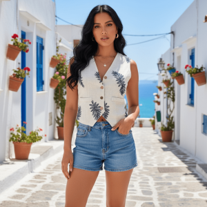 CHALECO BORDADO DE HOJAS