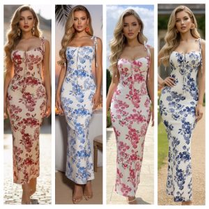 VESTIDO LARGO FLORAL CORTE SIRENA