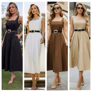 VESTIDO MIDI ELEGANTE CON CINTURÓN