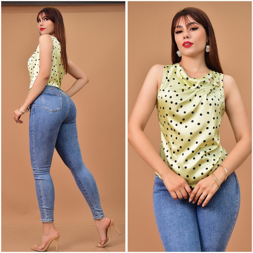 BLUSA SATIN CON LUNARES