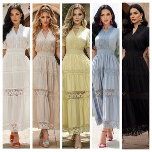 VESTIDO LARGO BORDADOS TIPO ENCAJE