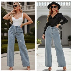 JEANS WIDE LEG CON BRILLOS