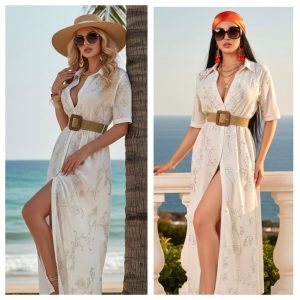 VESTIDO CAMISERO BORDADO LENTEJUELA