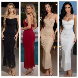 VESTIDO MIDI MESH CON BRILLOS