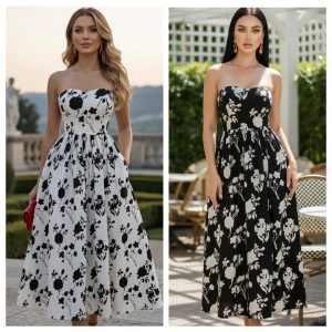 VESTIDO STRAPLESS CORTE A-LINE