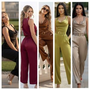 CONJUNTO ELEGANTE SATINADO CINTURÓN