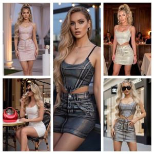 CONJUNTO DENIM GLITTER EFFECT