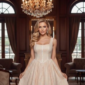 VESTIDO ENCAJE CORTE PRINCESA