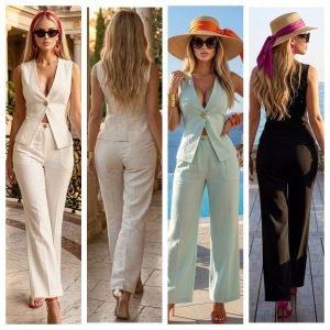 CONJUNTO CHALECO BOTON DORADO