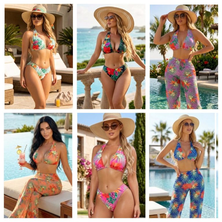 BIKINI ESTAMPADO TROPICAL + PANTALON