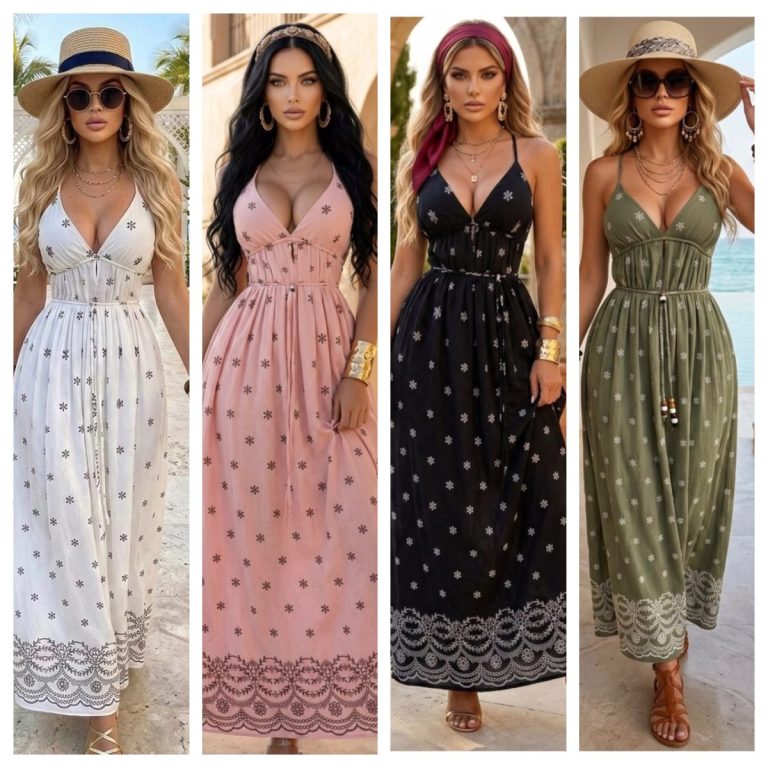 MAXI VESTIDO DE TIRANTES DETALLES FLORALES