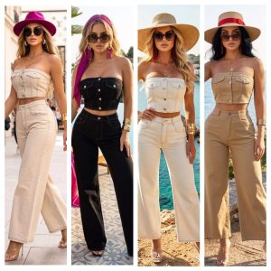 CONJUNTO DENIM TOP STRAPLESS