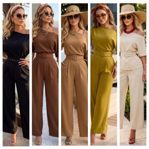 CONJUNTO BLUSA OFF SHOULDER CON CINTURON