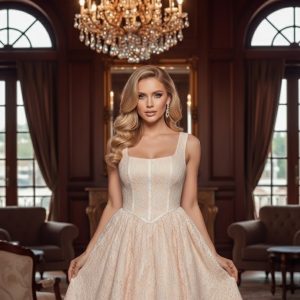 VESTIDO ENCAJE CORTE PRINCESA